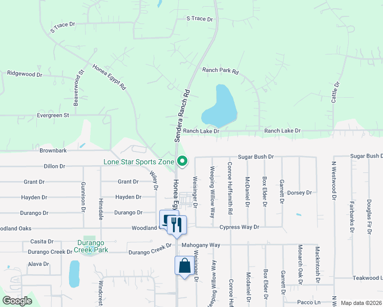 map of restaurants, bars, coffee shops, grocery stores, and more near 6421 Ranch Lake Drive in Magnolia