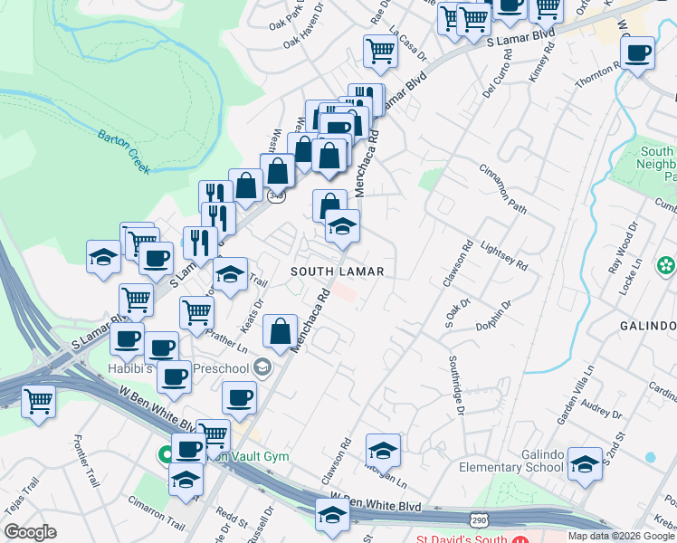map of restaurants, bars, coffee shops, grocery stores, and more near in Austin