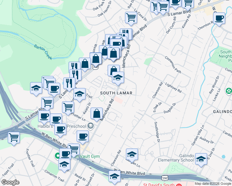 map of restaurants, bars, coffee shops, grocery stores, and more near in Austin