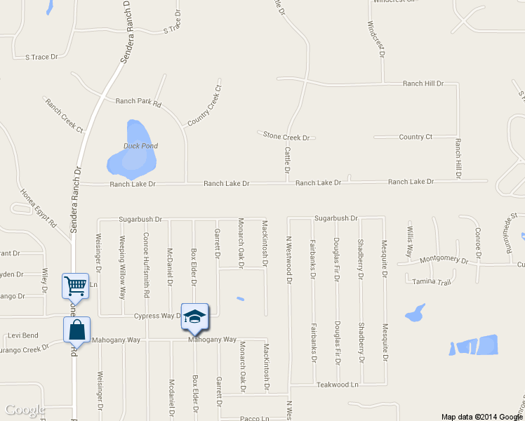 map of restaurants, bars, coffee shops, grocery stores, and more near 5810 Sugar Bush Drive in Magnolia