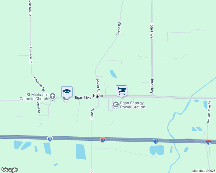 map of restaurants, bars, coffee shops, grocery stores, and more near 102 Gobel Road in Egan