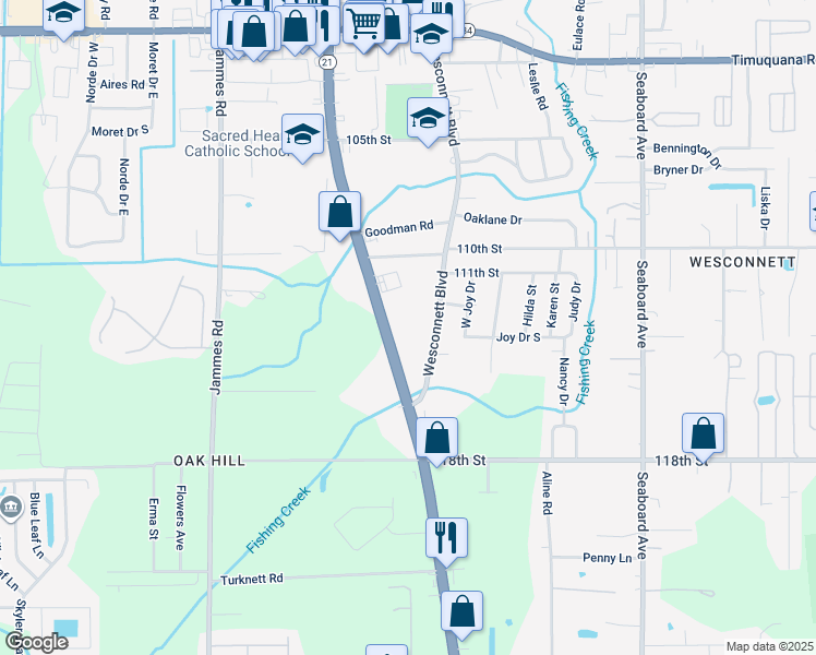 map of restaurants, bars, coffee shops, grocery stores, and more near 6125 Blanding Boulevard in Jacksonville