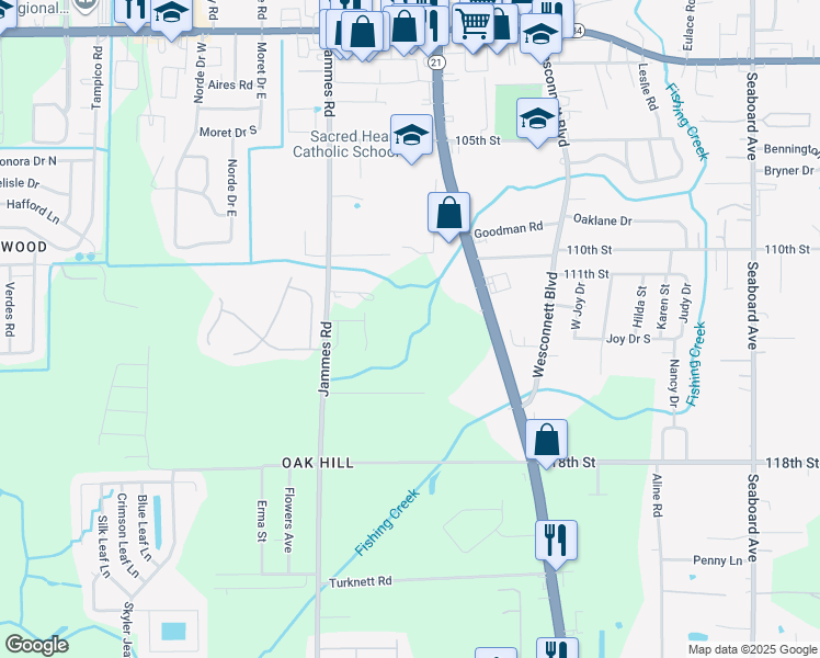 map of restaurants, bars, coffee shops, grocery stores, and more near 6310 Gaskins Rd in Jacksonville