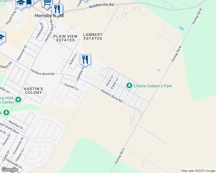 map of restaurants, bars, coffee shops, grocery stores, and more near 4514 Inicio Lane in Austin