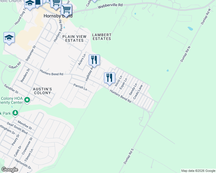 map of restaurants, bars, coffee shops, grocery stores, and more near 4504 Truth Way in Austin