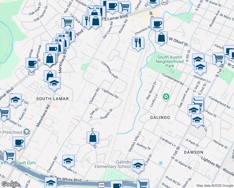map of restaurants, bars, coffee shops, grocery stores, and more near 3015 Burning Oak Drive in Austin
