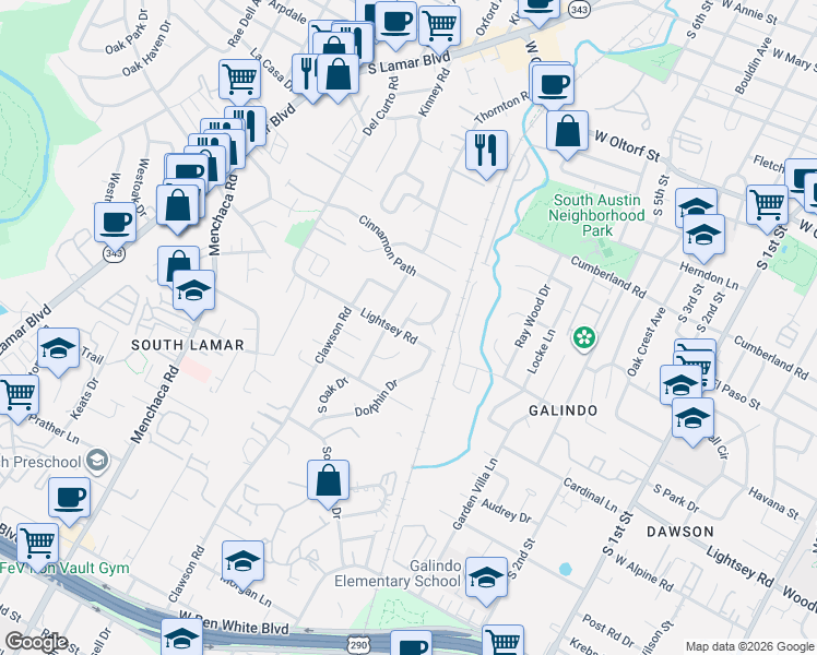 map of restaurants, bars, coffee shops, grocery stores, and more near 3015 Burning Oak Drive in Austin