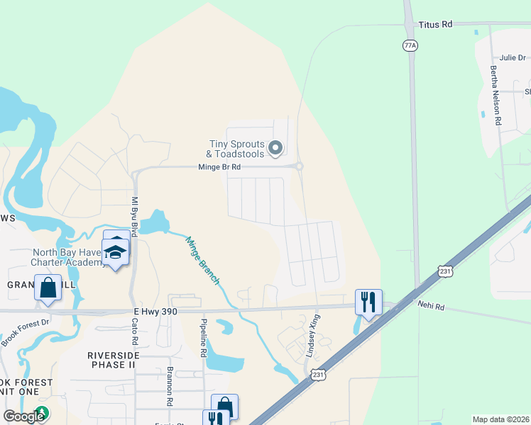map of restaurants, bars, coffee shops, grocery stores, and more near 4700 Allie Lane in Panama City