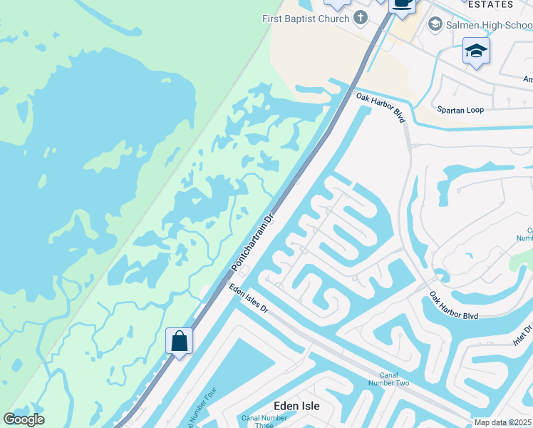 map of restaurants, bars, coffee shops, grocery stores, and more near 4507 Pontchartrain Drive in Slidell