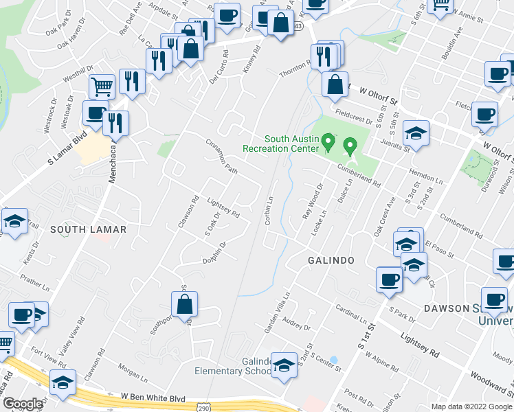map of restaurants, bars, coffee shops, grocery stores, and more near 3003 Burning Oak Drive in Austin