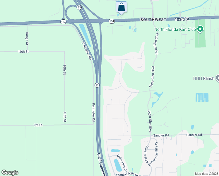 map of restaurants, bars, coffee shops, grocery stores, and more near 10769 Las Colinas Way in Jacksonville