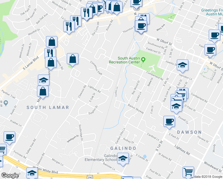 map of restaurants, bars, coffee shops, grocery stores, and more near 3001 Burning Oak Drive in Austin