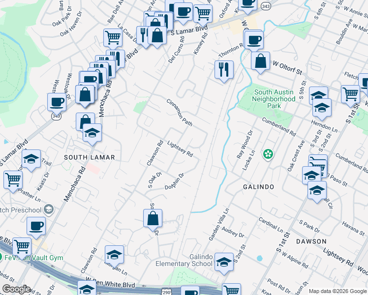 map of restaurants, bars, coffee shops, grocery stores, and more near 3014 Pin Oak Court in Austin