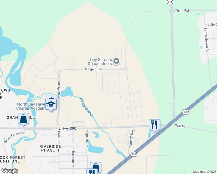 map of restaurants, bars, coffee shops, grocery stores, and more near 4700 Allie Lane in Panama City