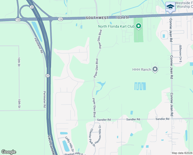 map of restaurants, bars, coffee shops, grocery stores, and more near 5759 Piper Glen Boulevard in Jacksonville