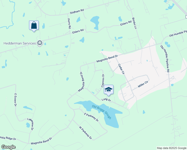 map of restaurants, bars, coffee shops, grocery stores, and more near 14730 Cypress Drive in Conroe