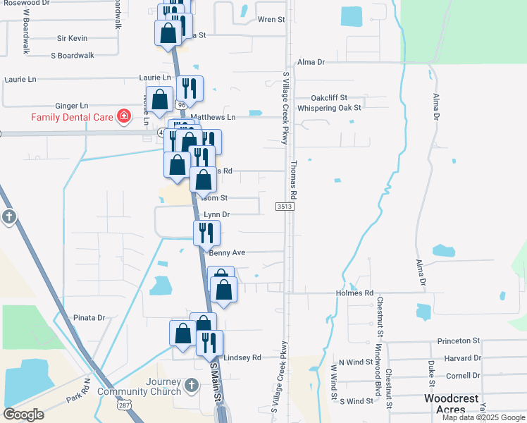 map of restaurants, bars, coffee shops, grocery stores, and more near 110 Jan Drive in Lumberton