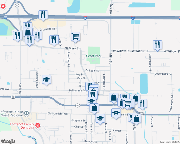 map of restaurants, bars, coffee shops, grocery stores, and more near 1224 Victoria Street in Scott
