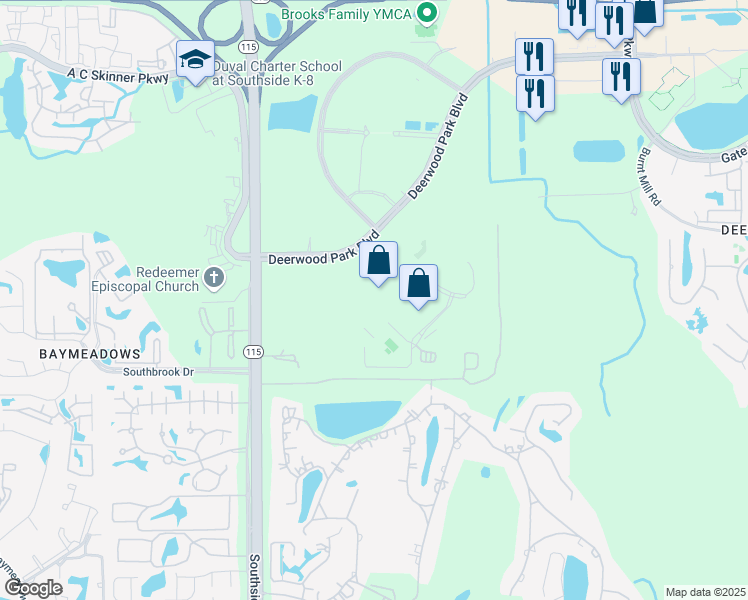 map of restaurants, bars, coffee shops, grocery stores, and more near 7500 Centurion Parkway North in Jacksonville