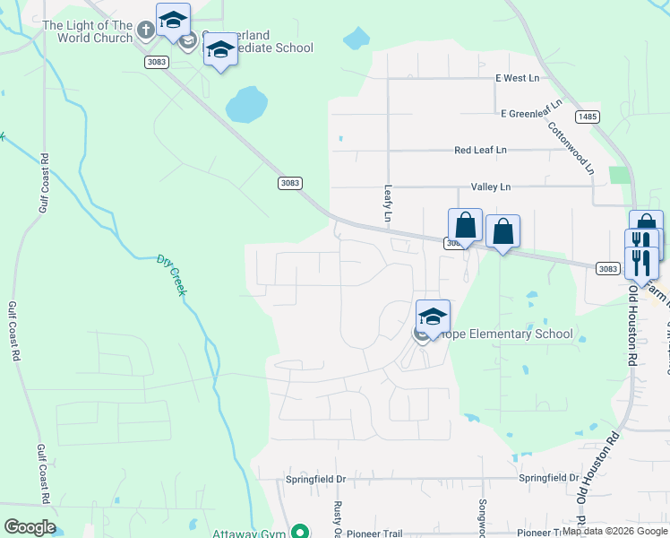 map of restaurants, bars, coffee shops, grocery stores, and more near 16728 Lonely Pines Drive in Conroe