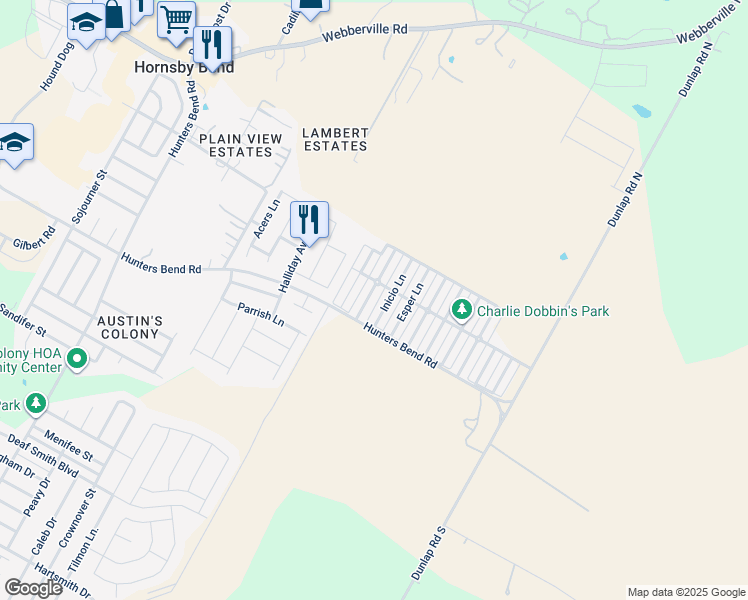 map of restaurants, bars, coffee shops, grocery stores, and more near 4514 Inicio Lane in Austin