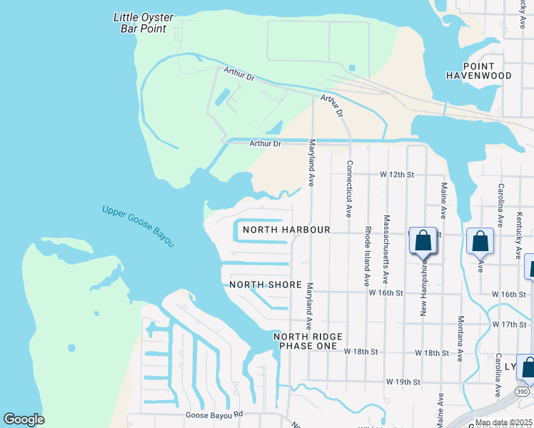 map of restaurants, bars, coffee shops, grocery stores, and more near 2106 Wind Jammer Drive in Lynn Haven