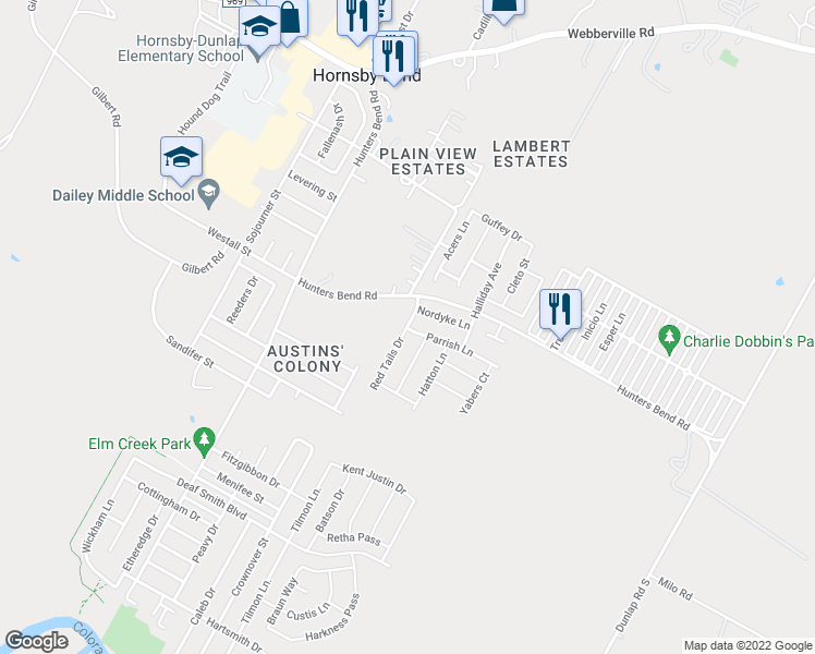 map of restaurants, bars, coffee shops, grocery stores, and more near 813 Red Tails Drive in Austin