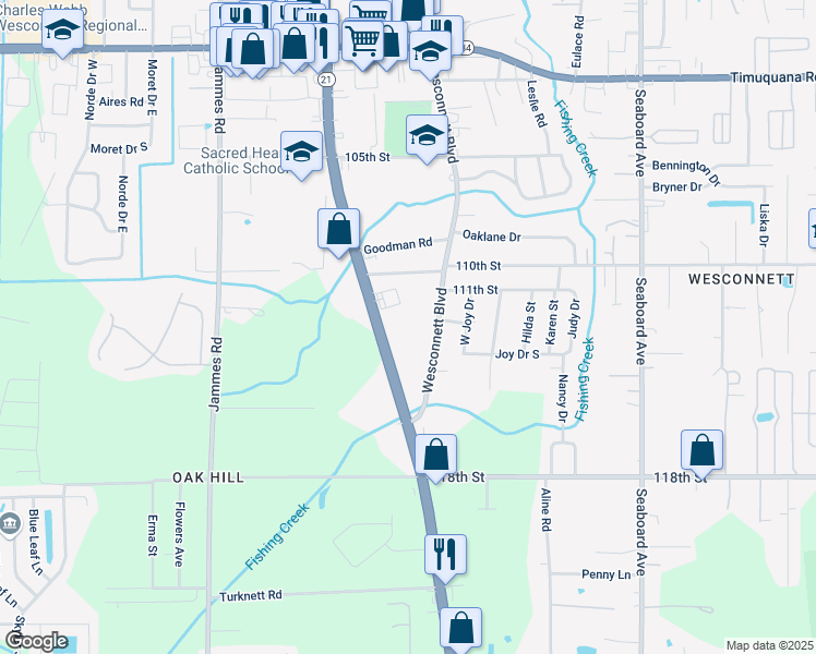 map of restaurants, bars, coffee shops, grocery stores, and more near 6125 Blanding Boulevard in Jacksonville