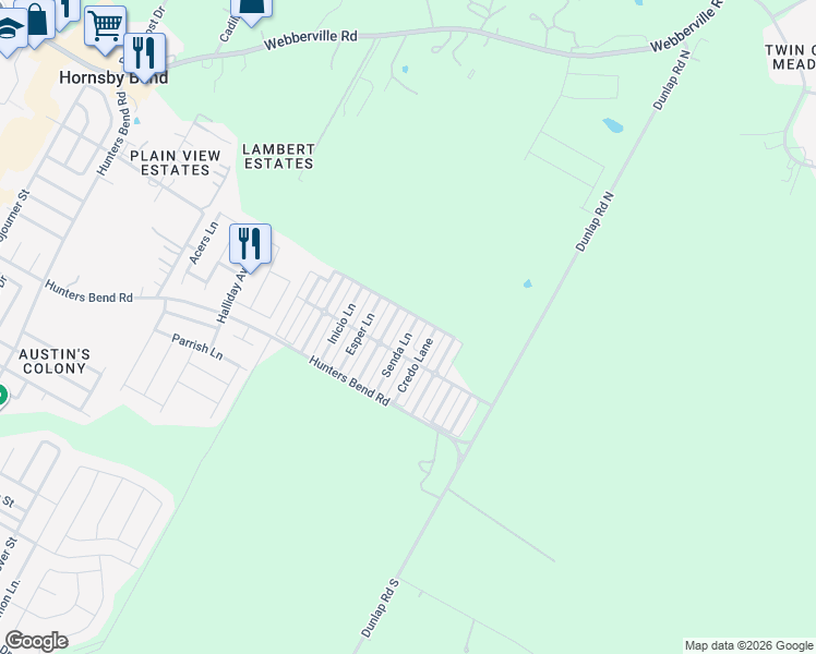 map of restaurants, bars, coffee shops, grocery stores, and more near 4608 Senda Lane in Austin