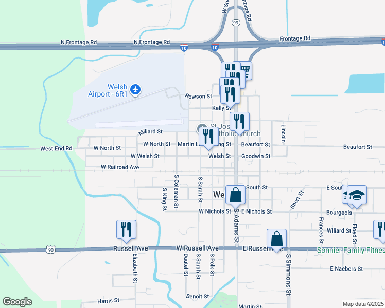 map of restaurants, bars, coffee shops, grocery stores, and more near 412 Welsh Street in Welsh