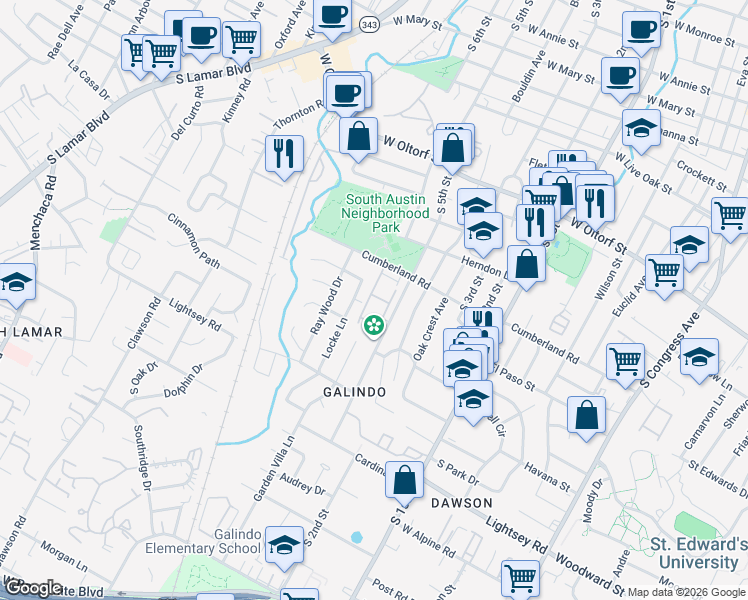 map of restaurants, bars, coffee shops, grocery stores, and more near 2732 Treble Lane in Austin