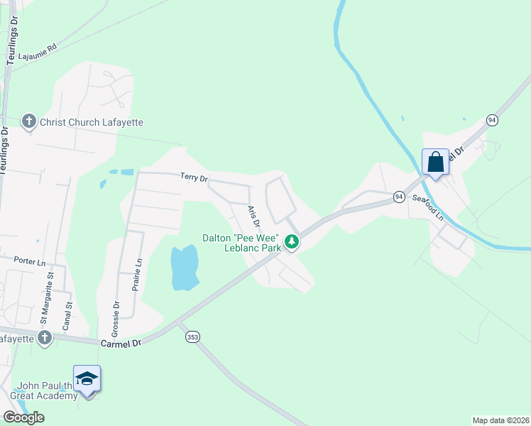 map of restaurants, bars, coffee shops, grocery stores, and more near 200 Watermark Drive in Lafayette