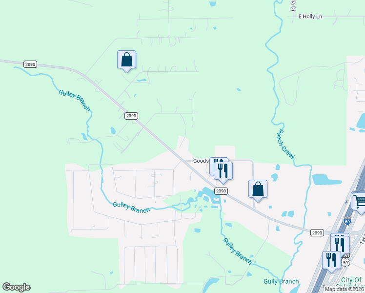 map of restaurants, bars, coffee shops, grocery stores, and more near 24871 Farm to Market Road 2090 in Splendora