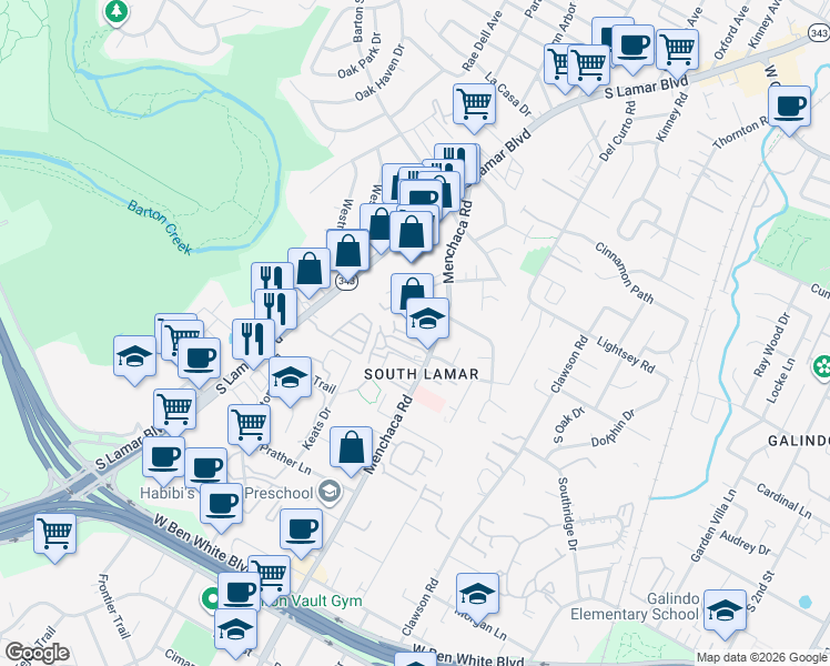 map of restaurants, bars, coffee shops, grocery stores, and more near in Austin