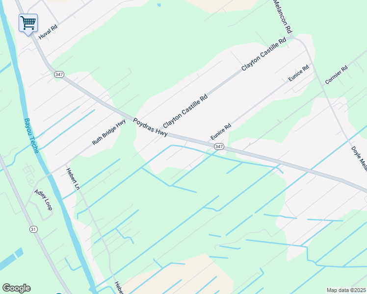 map of restaurants, bars, coffee shops, grocery stores, and more near 1000 Bunker Drive in Saint Martinville