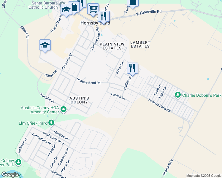 map of restaurants, bars, coffee shops, grocery stores, and more near 608 Silver Wing Drive in Austin