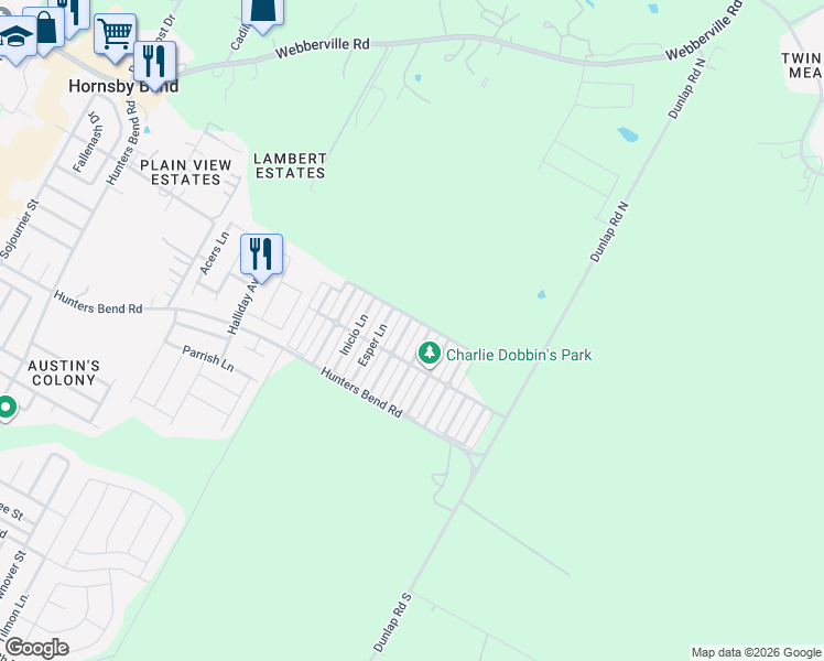map of restaurants, bars, coffee shops, grocery stores, and more near 4608 Senda Lane in Austin