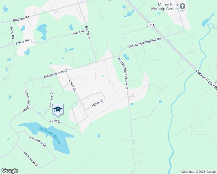 map of restaurants, bars, coffee shops, grocery stores, and more near 14741 Kirbee Drive in Conroe