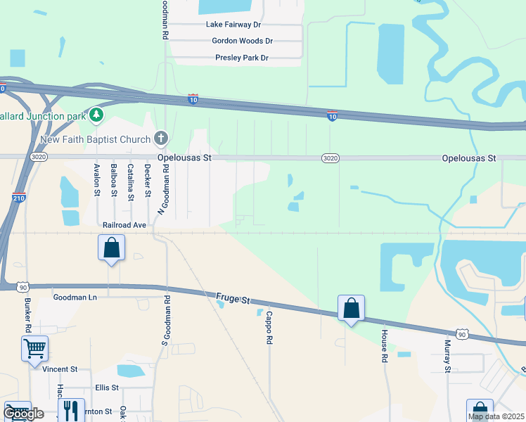 map of restaurants, bars, coffee shops, grocery stores, and more near 4810 Opelousas Street in Lake Charles