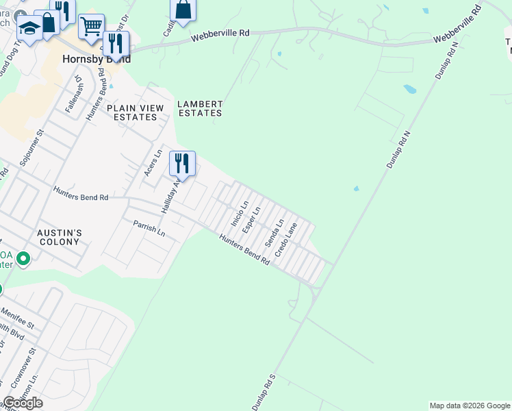 map of restaurants, bars, coffee shops, grocery stores, and more near 4623 Inicio Lane in Austin