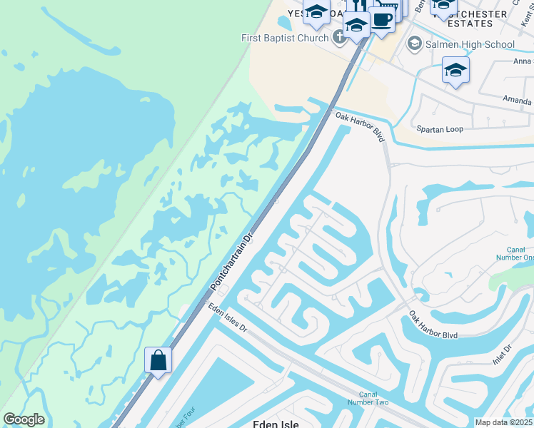 map of restaurants, bars, coffee shops, grocery stores, and more near 4601 Pontchartrain Drive in Slidell