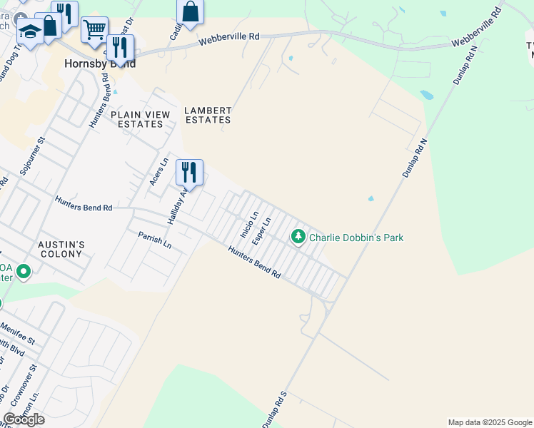 map of restaurants, bars, coffee shops, grocery stores, and more near 4623 Inicio Lane in Austin