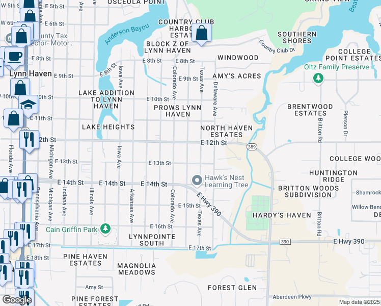 map of restaurants, bars, coffee shops, grocery stores, and more near 1207 Wyoming Avenue in Lynn Haven