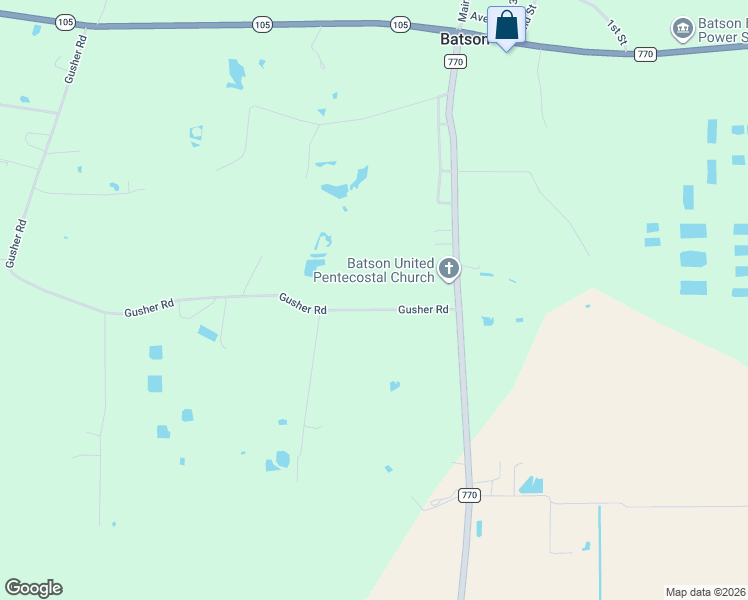 map of restaurants, bars, coffee shops, grocery stores, and more near 20033 Gusher Road in Batson