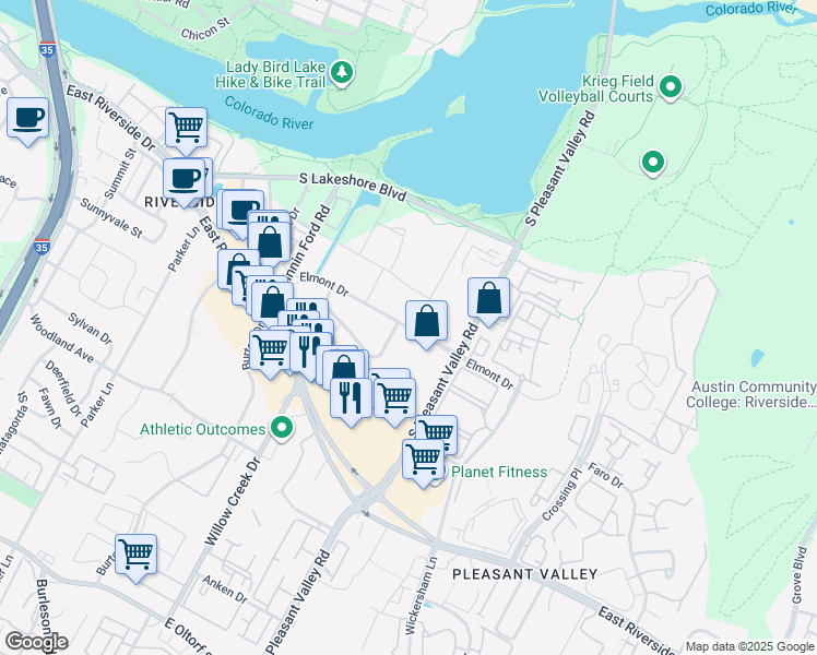 map of restaurants, bars, coffee shops, grocery stores, and more near in Austin