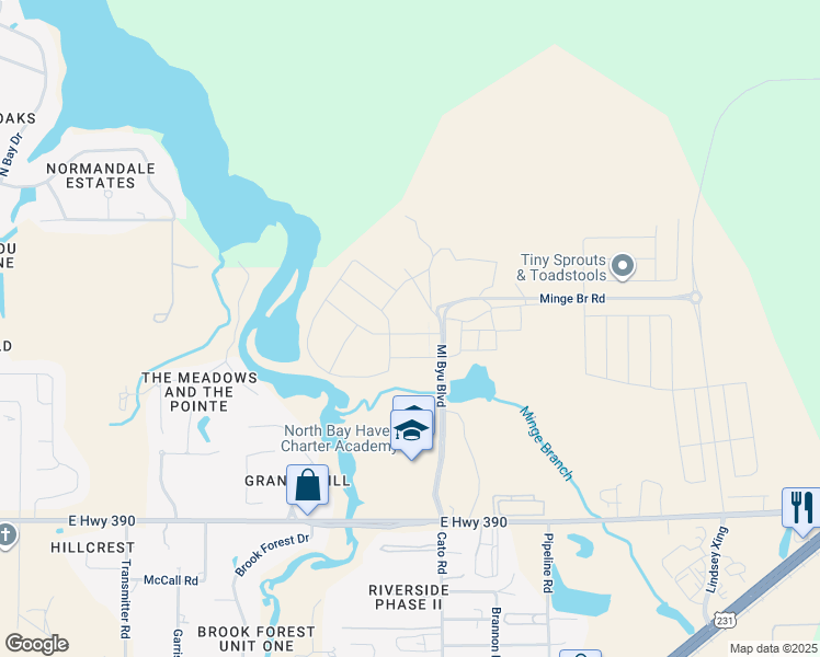 map of restaurants, bars, coffee shops, grocery stores, and more near 107 North Shoreview Drive in Panama City