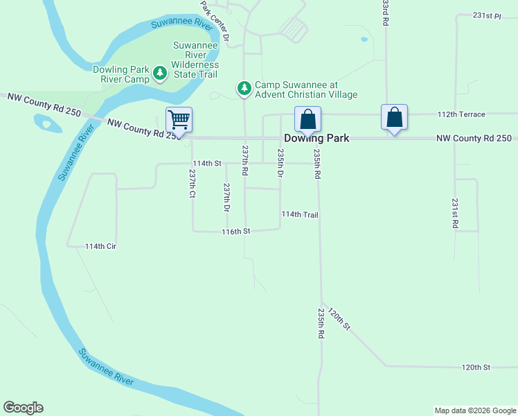 map of restaurants, bars, coffee shops, grocery stores, and more near 11466 237th Road in Live Oak