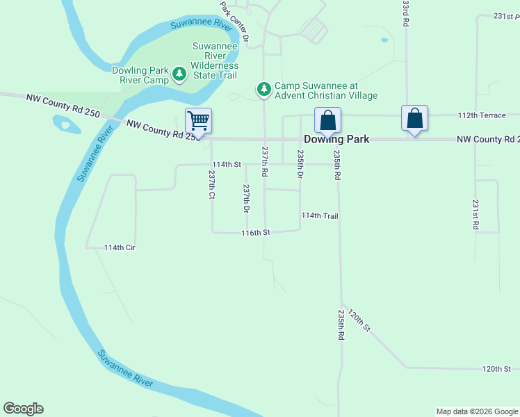 map of restaurants, bars, coffee shops, grocery stores, and more near 11465 237th Road in Live Oak