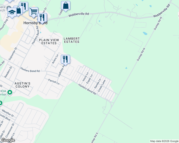 map of restaurants, bars, coffee shops, grocery stores, and more near 4619 Inicio Lane in Austin