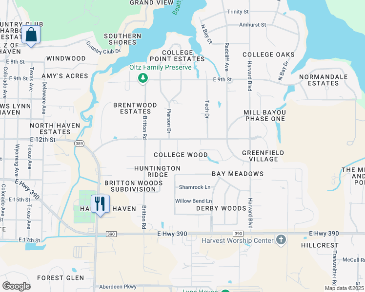 map of restaurants, bars, coffee shops, grocery stores, and more near 1211 Collegewood Drive in Lynn Haven